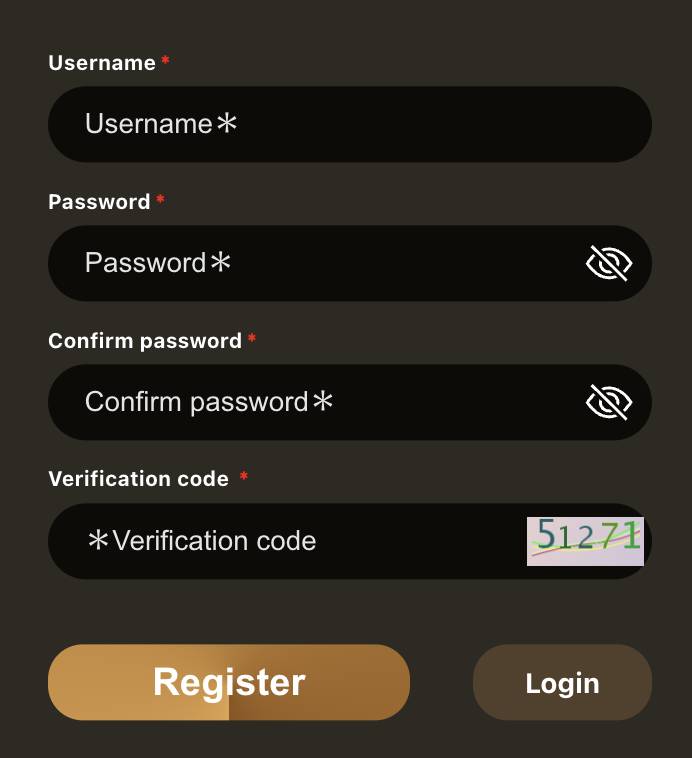 Register page - preview
